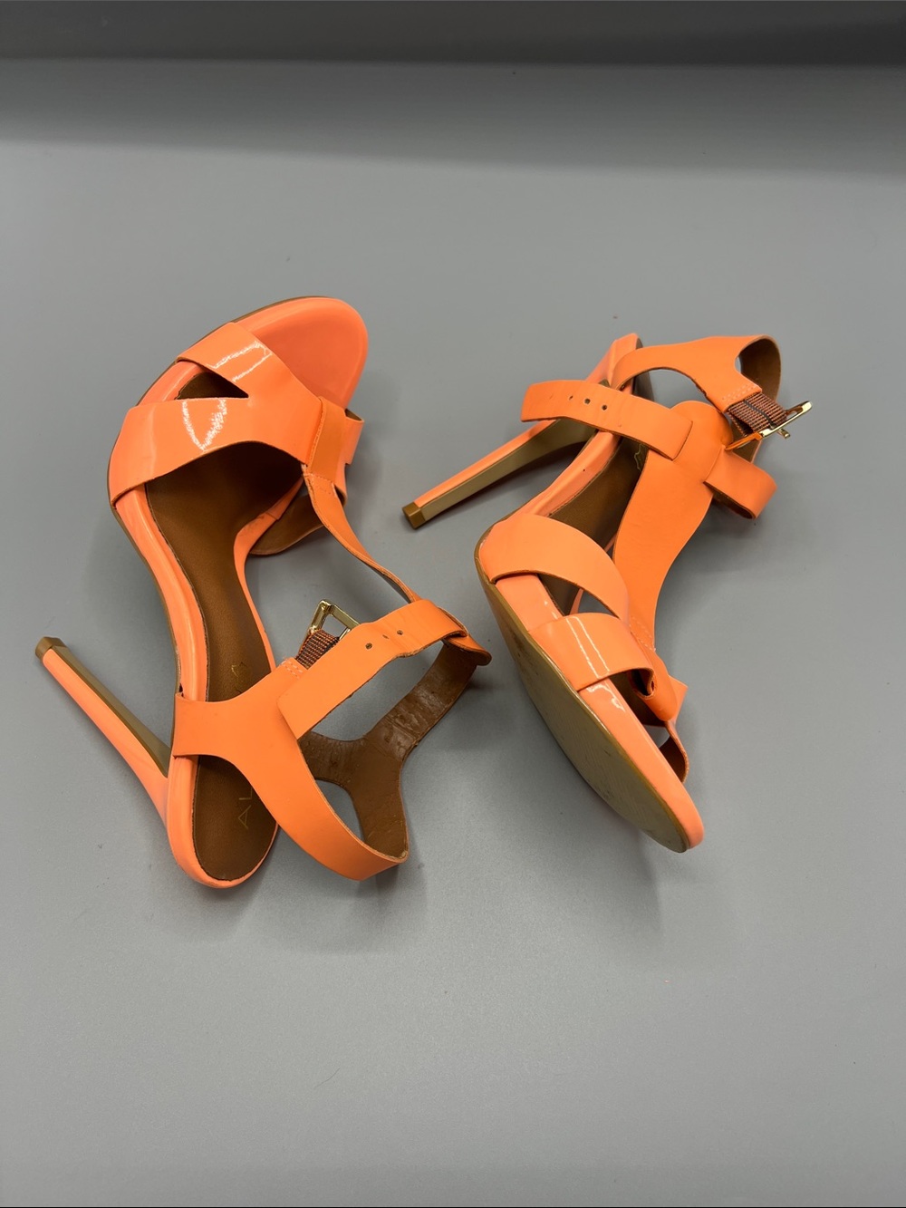 Aldo Women's Orange Strappy High-Heel Sandal size 7.5 - Picture 7 of 9